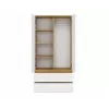 Kleiderschrank top e shop MALWA SS-90, 900×500×1800 mm, artisan oak Korpus, weiße Drehtüren, 2 Schubladen, Spanplatte
