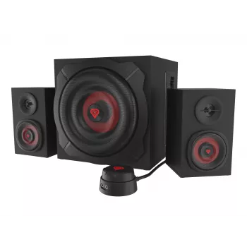 Lautsprecherset GENESIS Helium 610BT 2.1, 60 W RMS, Bluetooth, kabelgebunden, rot/schwarz, kompakter Subwoofer