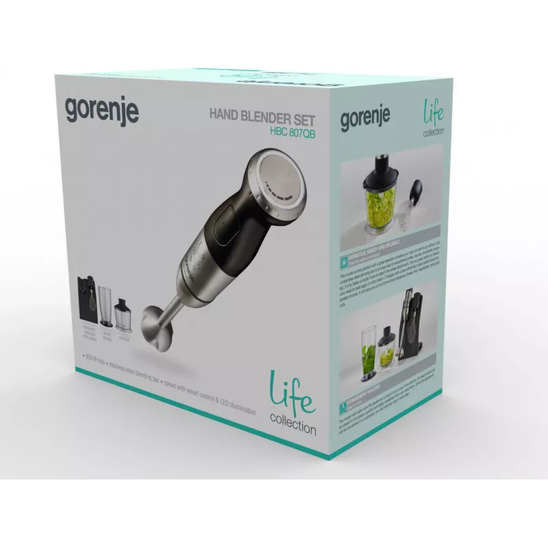 Gorenje HBC807QB 0,5 L Handmixer 800 W Schwarz, Edelstahl