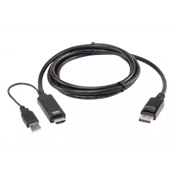 ATEN True 4K 1.8M HDMI auf DisplayPort Kabel, 1,8 m, HDMI + USB, DisplayPort, Stecker, Stecker, Gerade