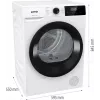 Gorenje Torktumlare DHNE82 BK040, Freistehend, Frontlader, Wärmepumpe, Weiß, Tasten, Drehregler, Rechts
