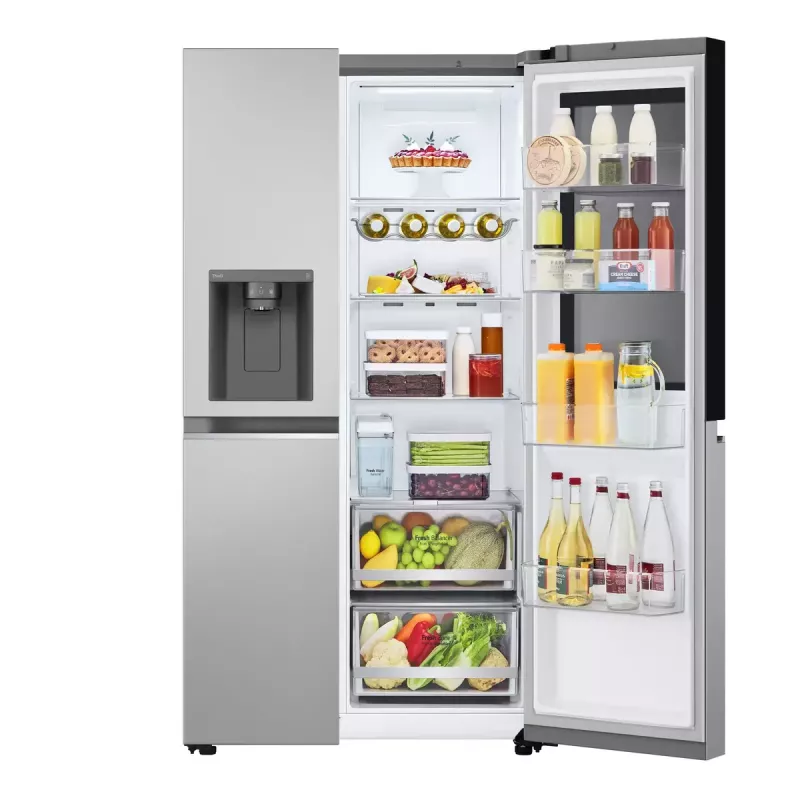Side-by-Side-Kühlschrank LG GSGV81PYLL, 635 L Gesamtvolumen, Kühlteil 416 L, Gefrierteil 219 L, Metallic-Silber