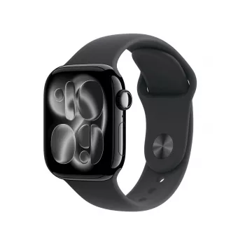 Smartwatch Apple Watch Series 11 GPS 42 mm Jet Schwarz Aluminiumgehäuse mit schwarzem Sportarmband M/L