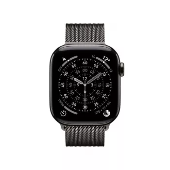 Smartwatch Apple Watch Series 11 GPS + Cellular 42mm Slate Titan-Gehäuse mit Slate Milanese Loop, 64 GB, OLED, 374x446 px
