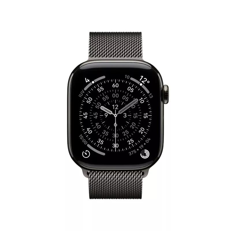 Smartwatch Apple Watch Series 11 GPS + Cellular 42mm Slate Titan-Gehäuse mit Slate Milanese Loop, 64 GB, OLED, 374x446 px