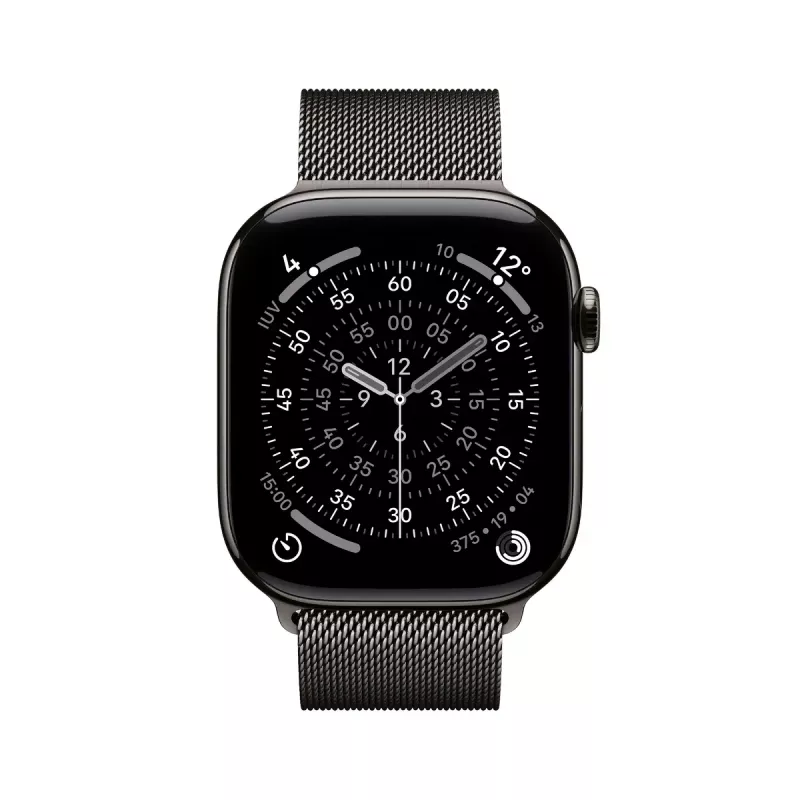 Smartwatch Apple Watch Series 11 GPS + Cellular 46mm Slate Titangehäuse mit Slate Milanese Loop M/L, 64GB, OLED 416x496, GPS, 50m wasserdicht