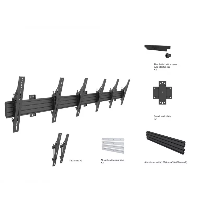 Wandhalterung Multibrackets M Wallmount Pro MBW3U Tilt Schwarz