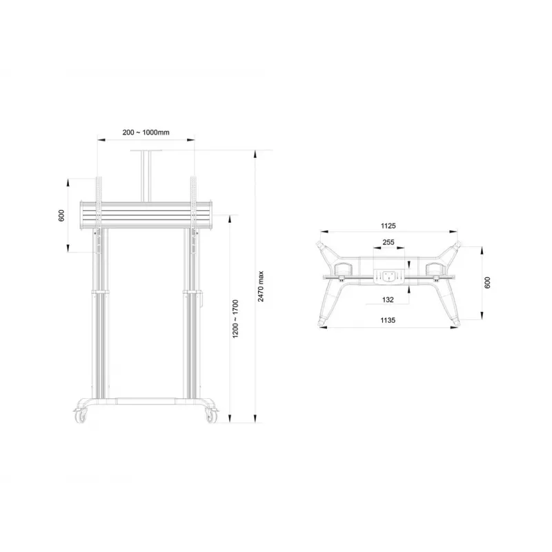 Multibrackets M Motorisierter öffentlicher Bodenständer Doppelsäule 180 HD