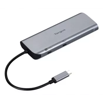 Targus Dual Video Mobile Dock mit 140W EPR Pass-Thru, Kabelgebunden, USB 3.2 Gen 2 (3.1 Gen 2) Typ-C, 140 W, 1000 Mbit/s, Grau, 10 Gbit/s