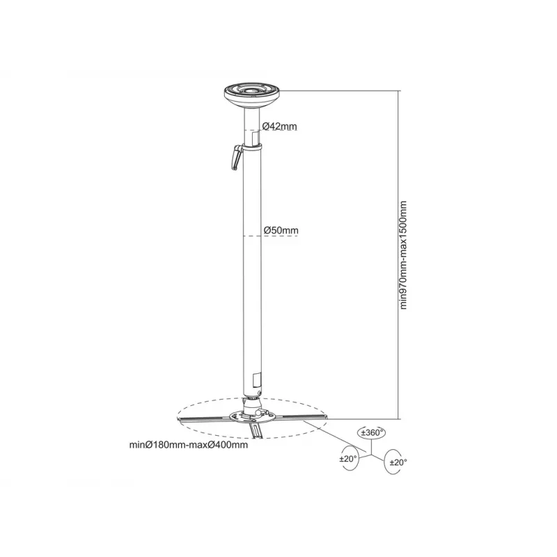 Multibrackets M Universal Deckenhalterung – Deckenhalterung für Projektor – weiß