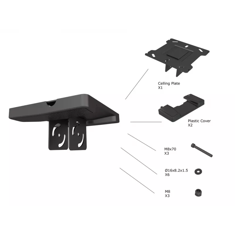 Deckenplatte Multibrackets M Pro Series Schwarz Kunststoff Stahl 165 mm