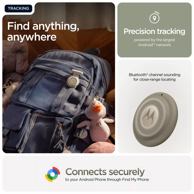 Finder Motorola moto tag 2 — universal Bluetooth tracker, Grün, CR2032 Batterie, 14400 h life, 7.4 g, Ø 3.19 cm