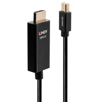 Lindy 0,5 m aktives Mini-DisplayPort-auf-HDMI-Kabel mit HDR, 0,5 m, Mini DisplayPort, HDMI, Stecker, Stecker, Gerade