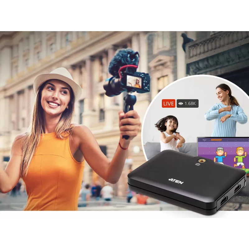 ATEN CAMLIVE™+(HDMI zu USB-C UVC Videoaufzeichnung mit PD3.0 Power Pass-Through)