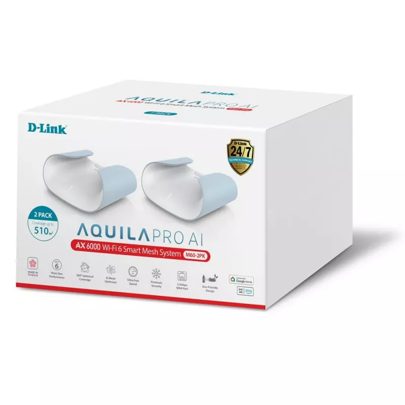 D-Link AQUILA PRO AI AX6000 Wi-Fi 6 Smart Mesh System – 2er-Pack