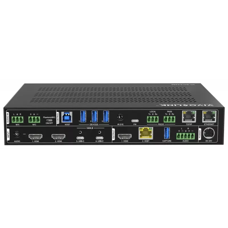 Vivolink Videoscaler VLSC242M, Metallgehäuse, HDCP 1.4/2.2, AC 110–230V, 250×200×44 mm