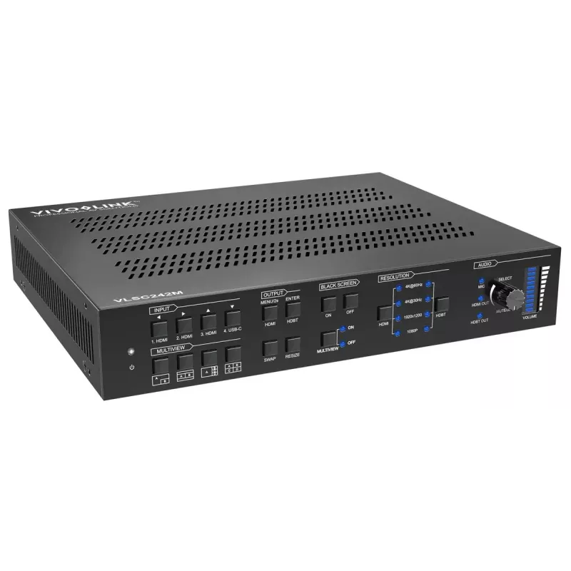 Vivolink Videoscaler VLSC242M, Metallgehäuse, HDCP 1.4/2.2, AC 110–230V, 250×200×44 mm