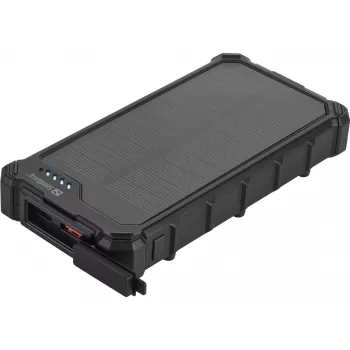 Sandberg Solar Powerbank CampLED 10000, 10000 mAh, Programmable Power Supply (PPS), 3,7 V, 15 W, Schwarz