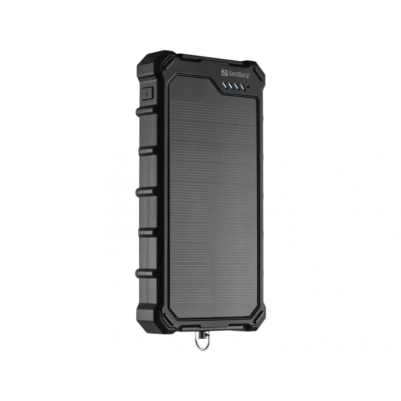 Sandberg Solar Powerbank CampLED 10000, 10000 mAh, Programmable Power Supply (PPS), 3,7 V, 15 W, Schwarz