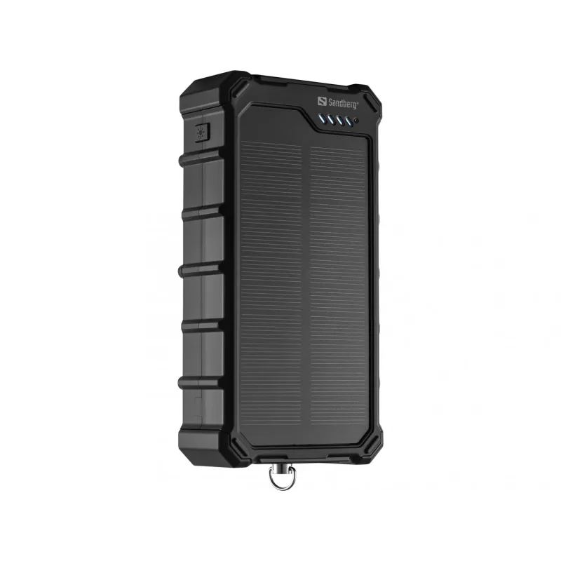Sandberg Solar Powerbank CampLED 20000, 20000 mAh, Programmable Power Supply (PPS), 3,7 V, 15 W, Schwarz