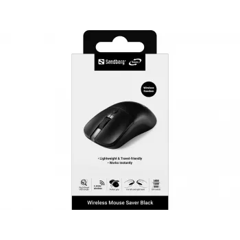 Sandberg Wireless Maus Saver Schwarz, Beidhändig, RF Wireless, 1600 DPI, Schwarz