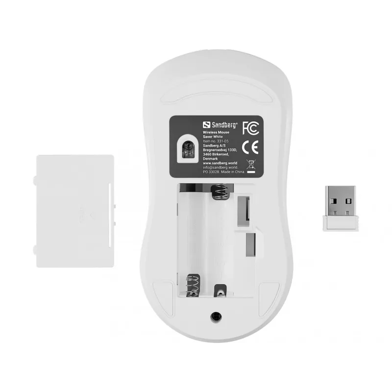 Sandberg Wireless Maus Saver Weiß, Beidhändig, RF Wireless, 1600 DPI, Weiß