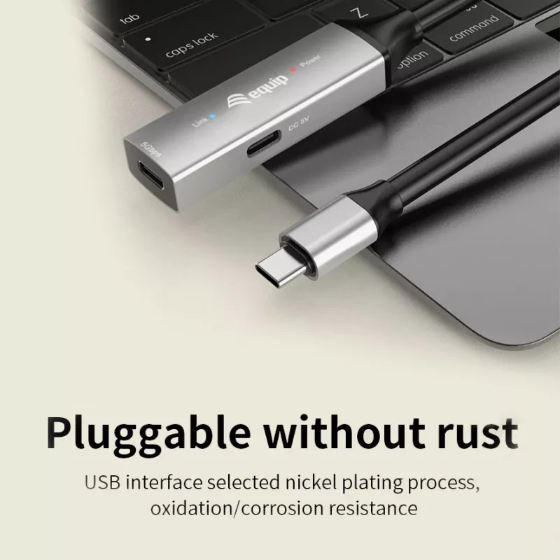 USB-C aktives Verlängerungskabel EQUIP 15 m, USB 3.2 Gen 1 (5 Gbps), Nickelkontakte, schwarz
