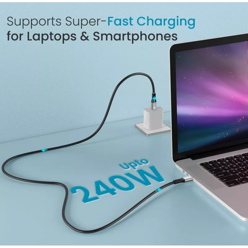 USB-C-auf-USB-C-Kabel EQUIP 1,0 m — USB 3.2 Gen 2x2, 20 Gbit/s, PD 240 W, 4K/60 Hz, Schwarz