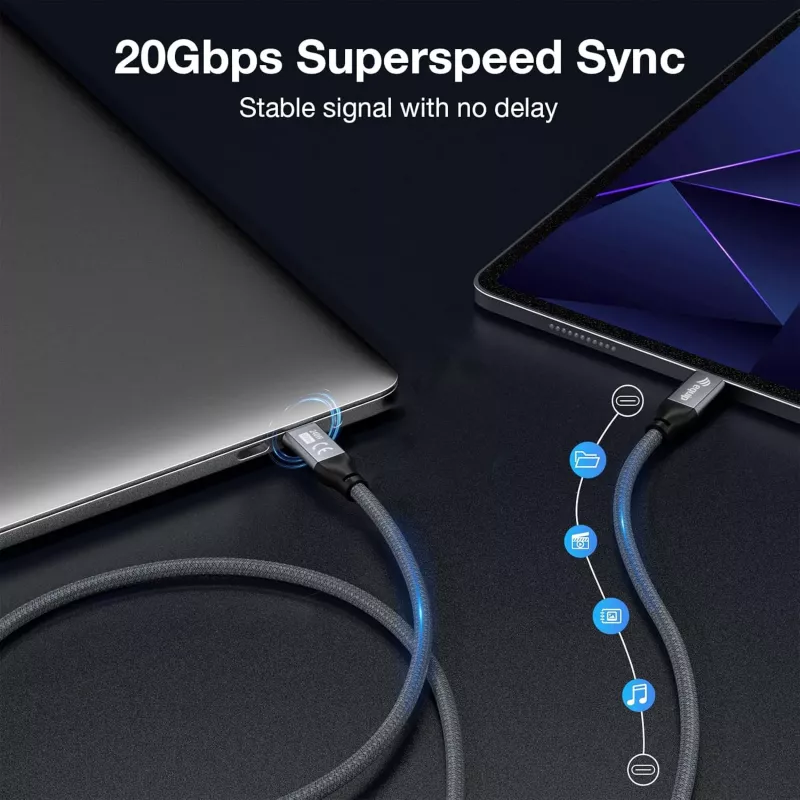 USB-C-zu-USB-C-Kabel EQUIP 2,0 m — USB 3.2 Gen 2x2, 20 Gbps, PD 240W, 4K/60Hz, schwarz