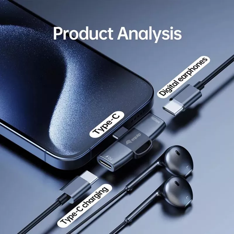 Adapter USB-C OTG 2-in-1 EQUIP 133479 — 100W PD, 10Gbit/s, 1x USB-C auf 2x USB-C, grau