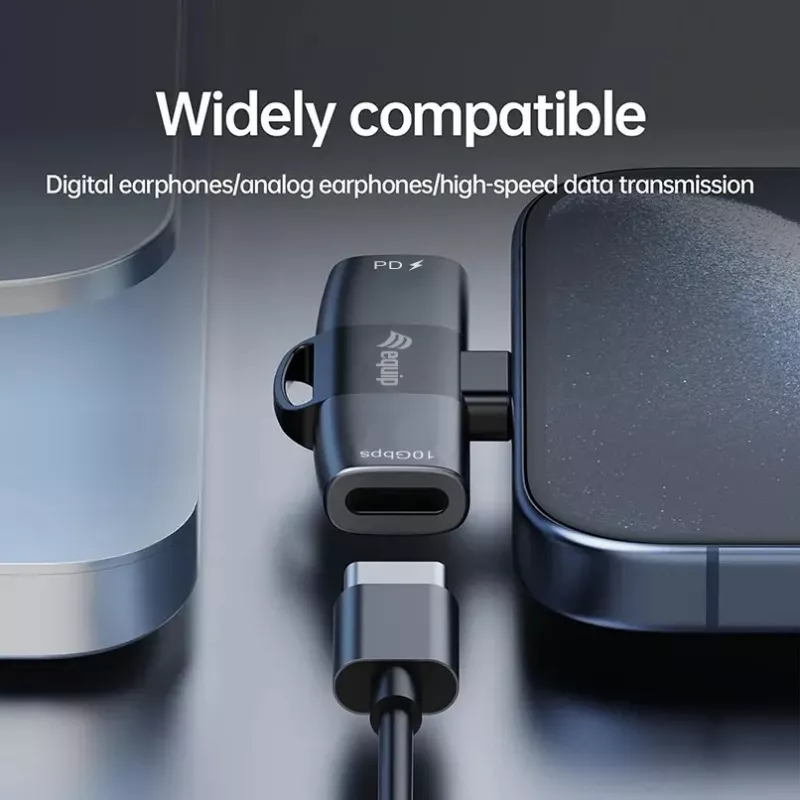 Adapter USB-C OTG 2-in-1 EQUIP 133479 — 100W PD, 10Gbit/s, 1x USB-C auf 2x USB-C, grau