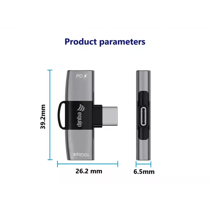 Adapter USB-C OTG 2-in-1 EQUIP 133479 — 100W PD, 10Gbit/s, 1x USB-C auf 2x USB-C, grau
