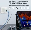 Adapter USB-C OTG 2-in-1 EQUIP 133479 — 100W PD, 10Gbit/s, 1x USB-C auf 2x USB-C, grau