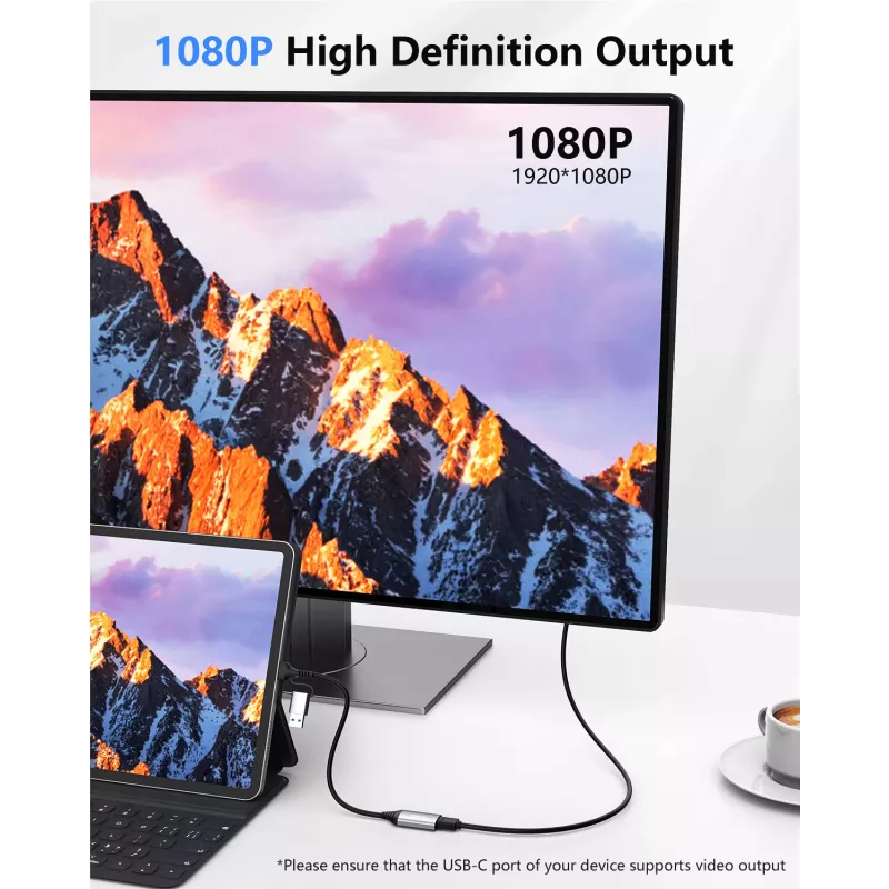 USB-zu-HDMI-Adapter EQUIP 133498 (USB-C- und USB-A-Stecker auf HDMI, 1080p, Aluminiumgehäuse, grau)