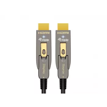 EQUIP HDMI 2.0 Aktives Optisches Kabel 10m, Abnehmbare Typ-A/Typ-D, 4K/60Hz, 18 Gbit/s, vergoldete Kontakte