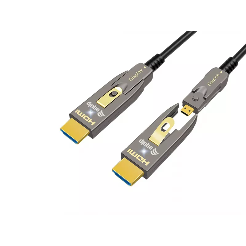 EQUIP HDMI 2.1 Aktives optisches Kabel 10 m – Abnehmbare Typ-D (Micro) + Typ-A, 48 Gbit/s, 8K/60Hz