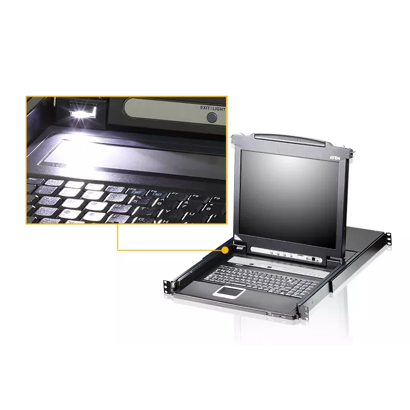 ATEN 8-Port 19 Zoll LCD KVM-Switch (USB - PS/2 VGA) mit USB-Peripherieport