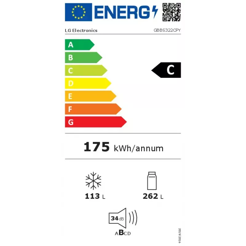 Freistehender Kühlschrank LG GBBS322CPY 375 l, Silber, Kühlteil 262 l / Gefrierteil 113 l, No Frost, LED-Anzeige