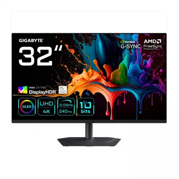 32 Zoll GIGABYTE MO32U2 QD-OLED 4K UHD Gaming-Monitor — 3840×2160, 240 Hz, 0,03 ms, 250 cd/m², HDMI 2.1, DisplayPort 1.4