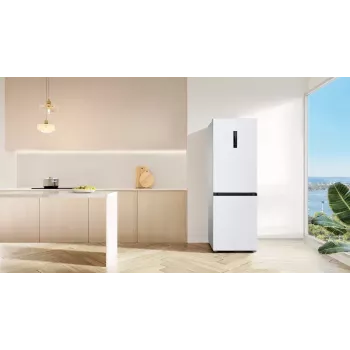 Kühlschrank TCL RP340BWD1 — freistehender Kombi, No Frost, 223 L Kühlteil / 117 L Gefrierteil, 185 cm, Energieklasse D, Display, 35 dB, weiß