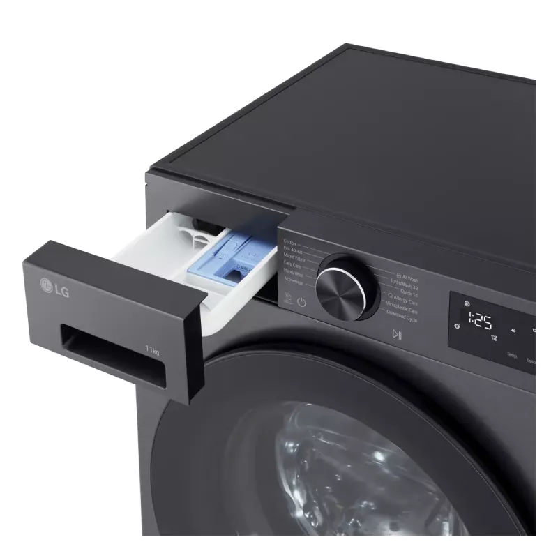 LG F4X5011TBB , A, Frontlader, Waschkapazität 11 kg, Tiefe 56,5 cm, 1400 U/min, Schwarz Waschmaschine Frontlader 1351 U/min