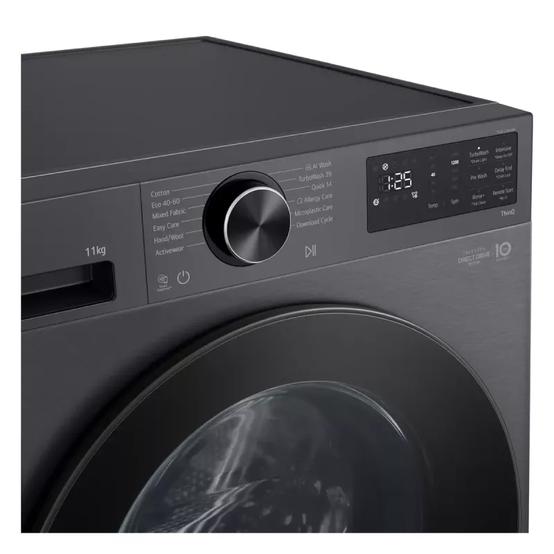 LG F4X5011TBB , A, Frontlader, Waschkapazität 11 kg, Tiefe 56,5 cm, 1400 U/min, Schwarz Waschmaschine Frontlader 1351 U/min