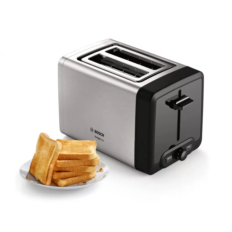 Bosch TAT4P420 Toaster 2 Scheiben 970 W Schwarz, Edelstahl