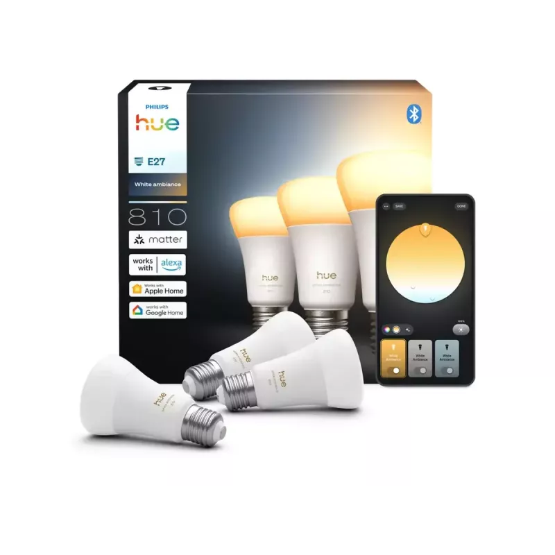 Philips Hue WA 810 A60 3P EU | E27 | 6 W | Warm- bis kaltweißes Licht | Bluetooth, Zigbee