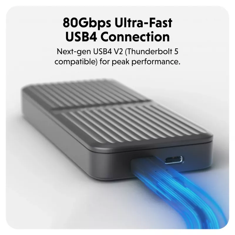 SSD-Gehäuse Hyper HD2500GL für M.2 PCIe SSD (USB4 Gen4, USB‑C) Schwarz