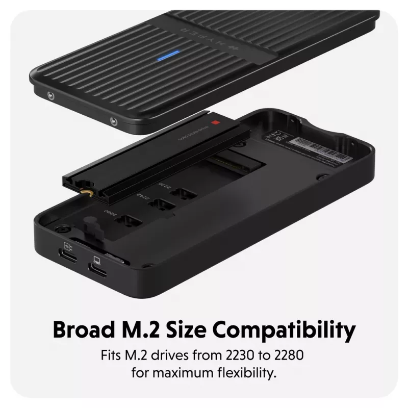 SSD-Gehäuse Hyper HD2500GL für M.2 PCIe SSD (USB4 Gen4, USB‑C) Schwarz