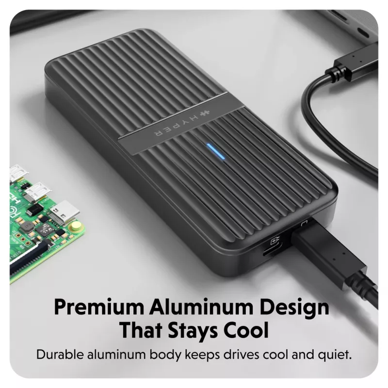 SSD-Gehäuse Hyper HD2500GL für M.2 PCIe SSD (USB4 Gen4, USB‑C) Schwarz
