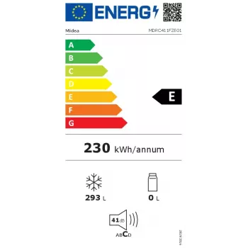 Gefriertruhe Midea MDRC411FZE01 — freistehend, 293 L Kapazität, Energieeffizienzklasse E, 14 kg/24h Gefrierleistung, weiß