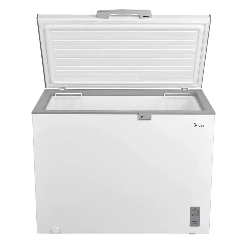 Gefriertruhe Midea MDRC411FZE01 — freistehend, 293 L Kapazität, Energieeffizienzklasse E, 14 kg/24h Gefrierleistung, weiß