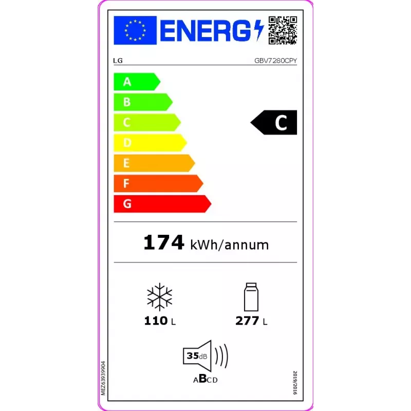 LG GBV7280CPY.APYQEUR Kühl-Gefrierkombination Freistehend 387 l Edelstahl